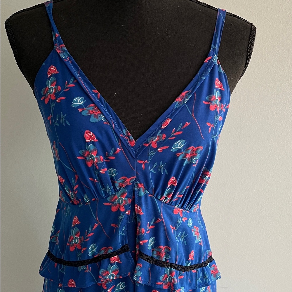 Thakoon Blue Floral Wide Leg Jumpsuit Sz 4 - Picture 6 of 8